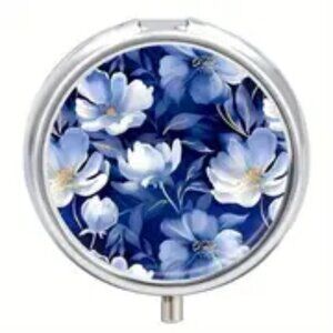 1pc.  Blue Floral Pill Box